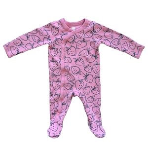 Tea Collection Strawberry Floral Footed Baby Romper - Size 0-3M